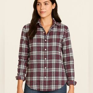 Frank & Eileen Finbar Italian Flannel Plaid Button-Up Shirt XS Red/Navy/White